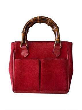 Gucci Red Suede Bamboo Mini Tote w/ Original Strap